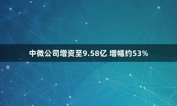 中微公司增资至9.58亿 增幅约53%