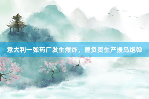 意大利一弹药厂发生爆炸，曾负责生产援乌炮弹