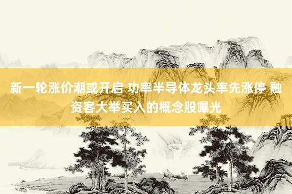 新一轮涨价潮或开启 功率半导体龙头率先涨停 融资客大举买入的概念股曝光