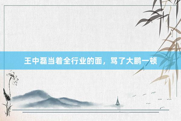 王中磊当着全行业的面，骂了大鹏一顿
