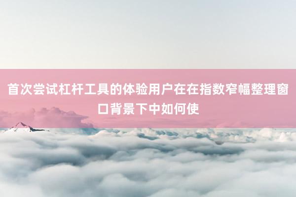 首次尝试杠杆工具的体验用户在在指数窄幅整理窗口背景下中如何使