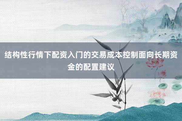 结构性行情下配资入门的交易成本控制面向长期资金的配置建议
