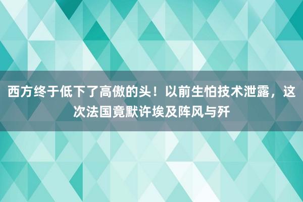 西方终于低下了高傲的头！以前生怕技术泄露，这次法国竟默许埃及阵风与歼