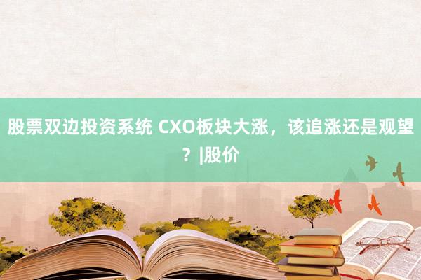 股票双边投资系统 CXO板块大涨，该追涨还是观望？|股价