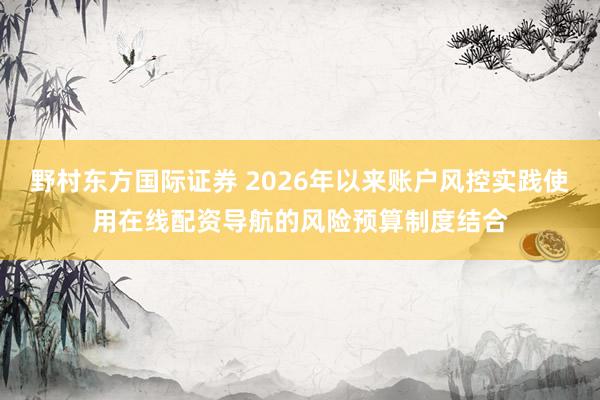 野村东方国际证券 2026年以来账户风控实践使用在线配资导航的风险预算制度结合