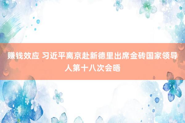 赚钱效应 习近平离京赴新德里出席金砖国家领导人第十八次会晤