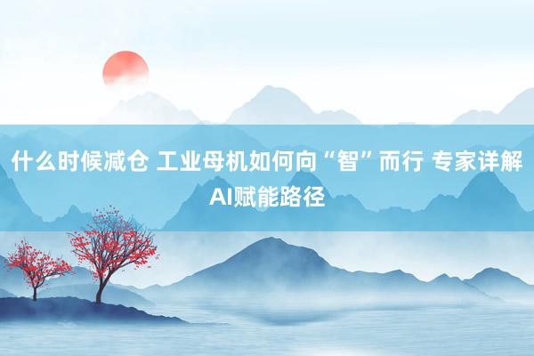 什么时候减仓 工业母机如何向“智”而行 专家详解AI赋能路径