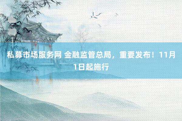 私募市场服务网 金融监管总局，重要发布！11月1日起施行