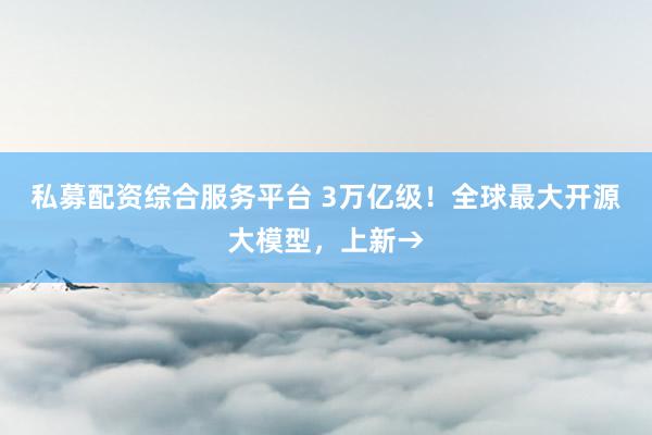 私募配资综合服务平台 3万亿级！全球最大开源大模型，上新→
