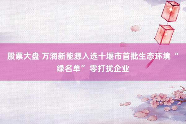 股票大盘 万润新能源入选十堰市首批生态环境 “绿名单” 零打扰企业